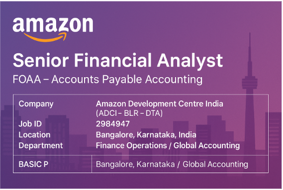 Accounts Payable Executive Jobs in Bengaluru – Invoice Processing, TDS, Tax Compliance Role | Apply Now