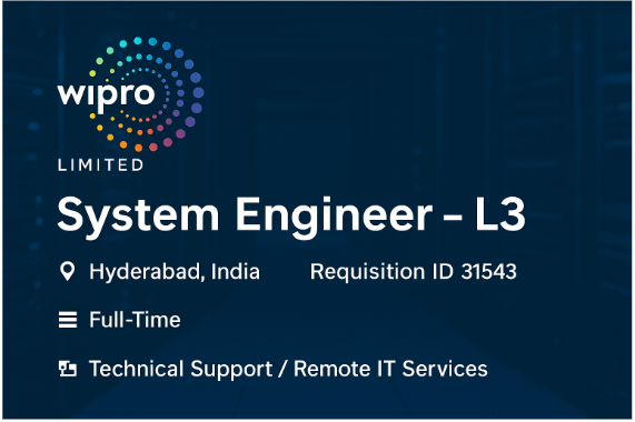 System Engineer – L3 Role in Hyderabad | Requisition ID 31543 | Apply Now