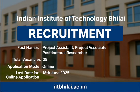 IIT Bhilai Recruitment 2025: Apply Online for Project Assistant, Project Associate, and Postdoctoral Researcher Posts