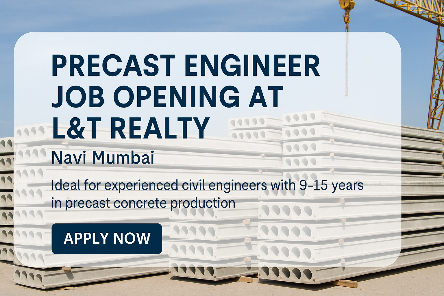 Join L&T Realty as Precast Engineer – Civil Engineering Jobs in Precast Manufacturing (2025)