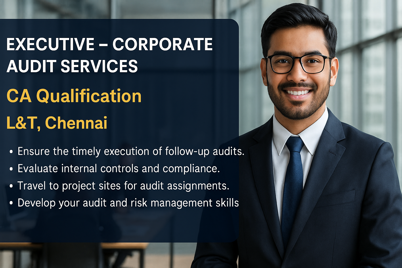 “Internal Auditor Job for Chartered Accountants at L&T – Join Corporate Audit Team in Chennai”