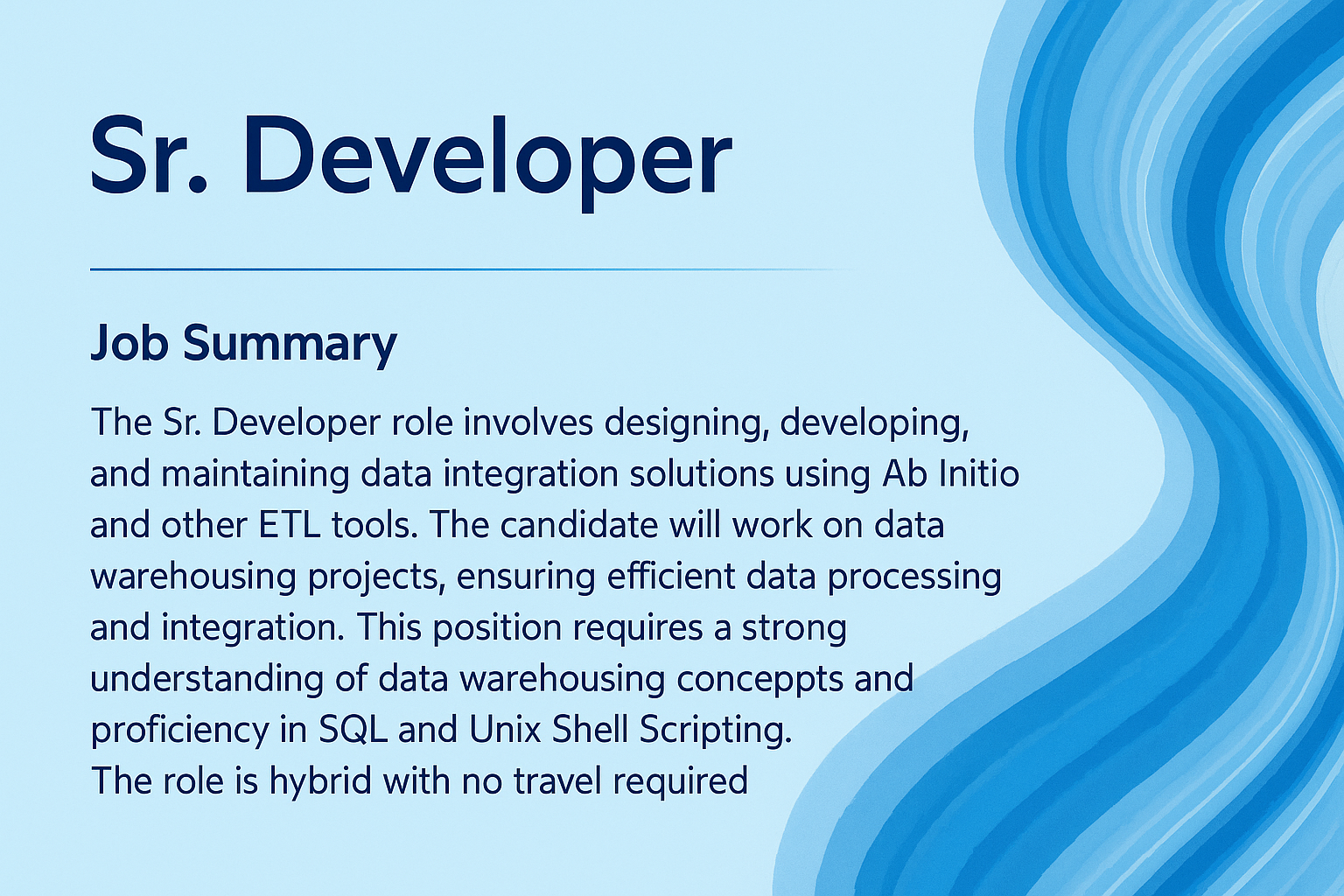 Senior Developer Job in Bangalore – Ab Initio, ETL, and Data Warehousing Role at Cognizant