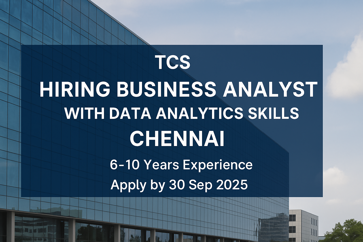 TCS Hiring Business Analyst with Data Analytics Skills in Chennai | 6–10 Years Experience | Apply by 30 Sep 2025