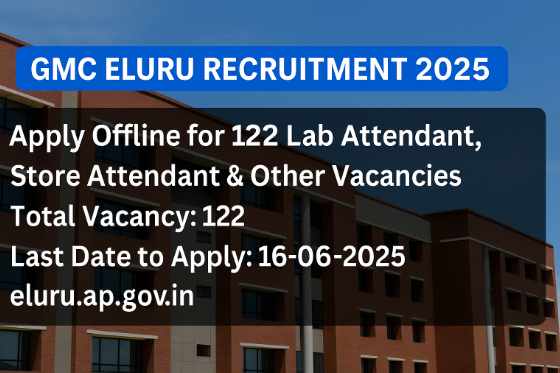 GMC Eluru Recruitment 2025: Apply Offline for 122 Lab Attendant, Store Attendant & Other Vacancies