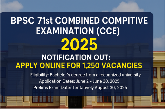 BPSC 71st CCE 2025 Notification Out: Apply Online for 1,250 Vacancies, Eligibility, Exam Date