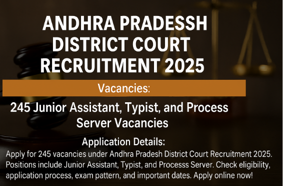 Andhra Pradesh District Court Recruitment 2025: Apply for 245 Junior Assistant, Typist, and Process Server Vacancies